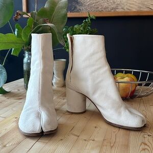 Maison Margiela White Canvas Tabi Heel boots